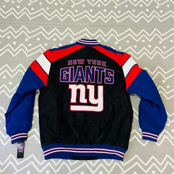 Vintage retro New York Ny giants suede leather varsity letterman bomber jacket - Picture 2 of 9